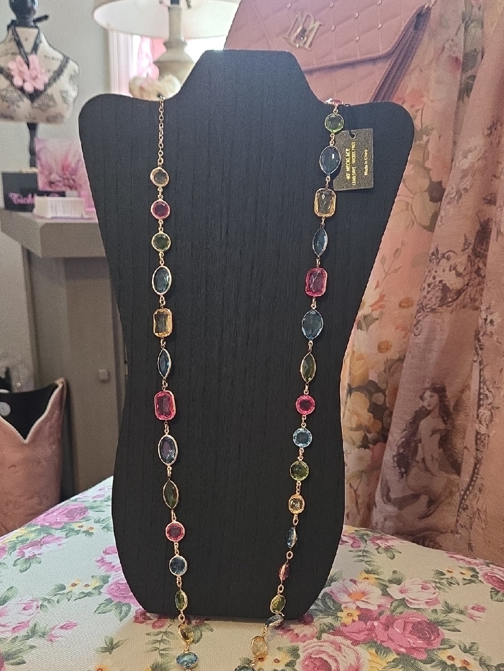 House of Harlow 1960 Multicolor Crystal Long Station Necklace